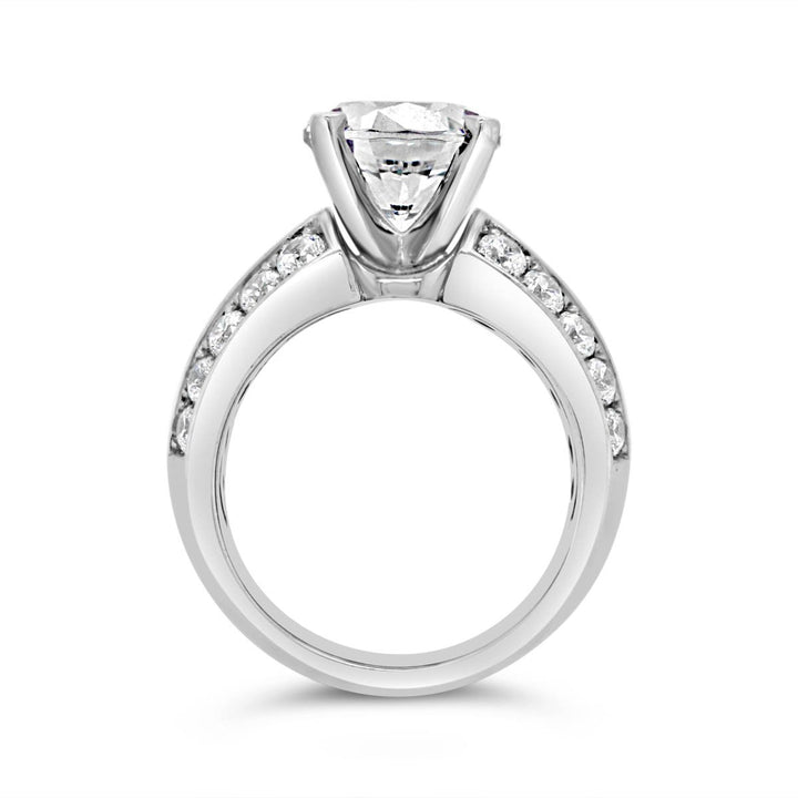 Wide Band Diamond Engagement Ring with Trapezoids & Marquise - YJC3520R