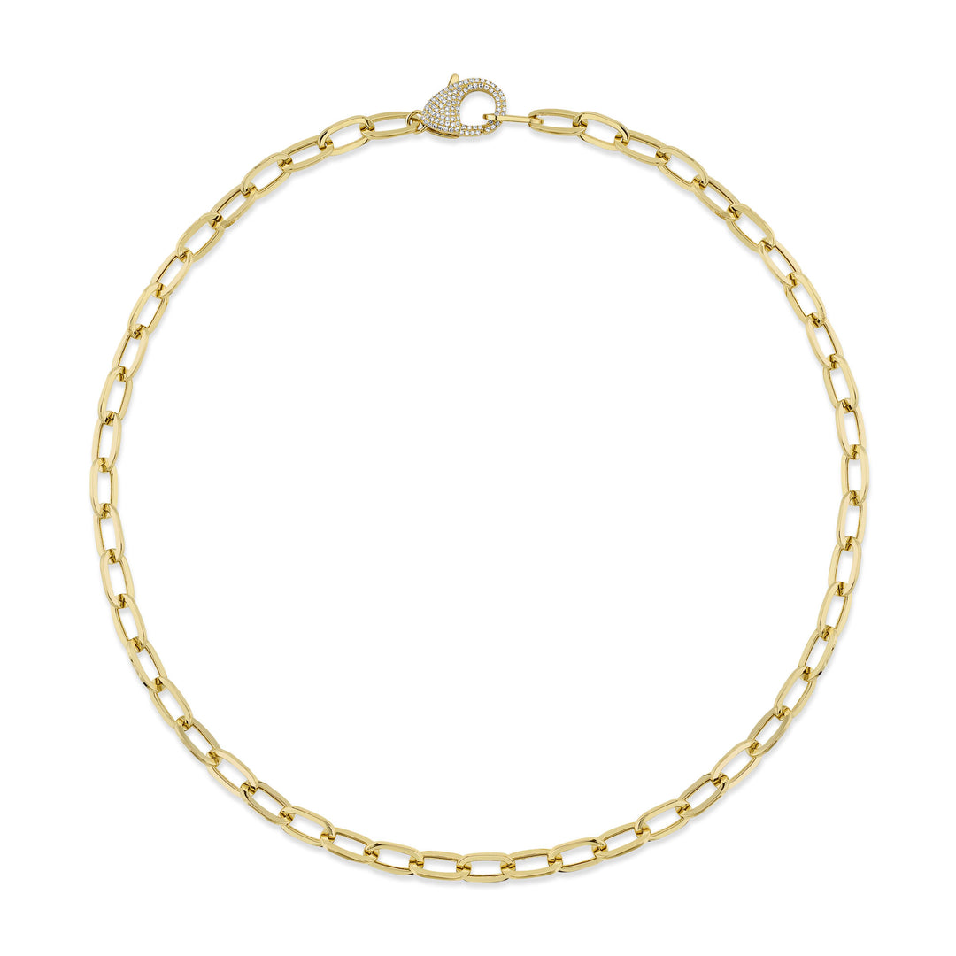 Shy Creation Paperclip Link Necklace w/ Diamond Pave Clasp