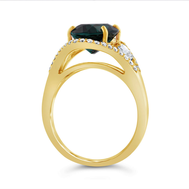 Yellow Diamond & Indigolite Tourmaline Ring