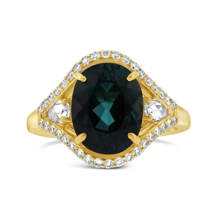 Yellow Diamond & Indigolite Tourmaline Ring