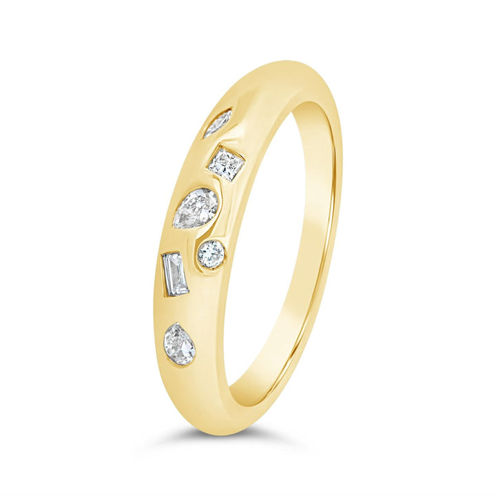 Multi Shaped Lab Grown Diamond Domed Band - The Diamond Guys