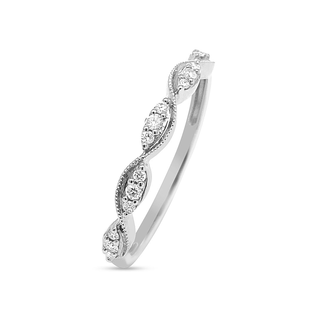 Yellow Gold Half Way Set Diamond Twsit Band with Milgrain Finish - GSR1620-B - The Diamond Guys