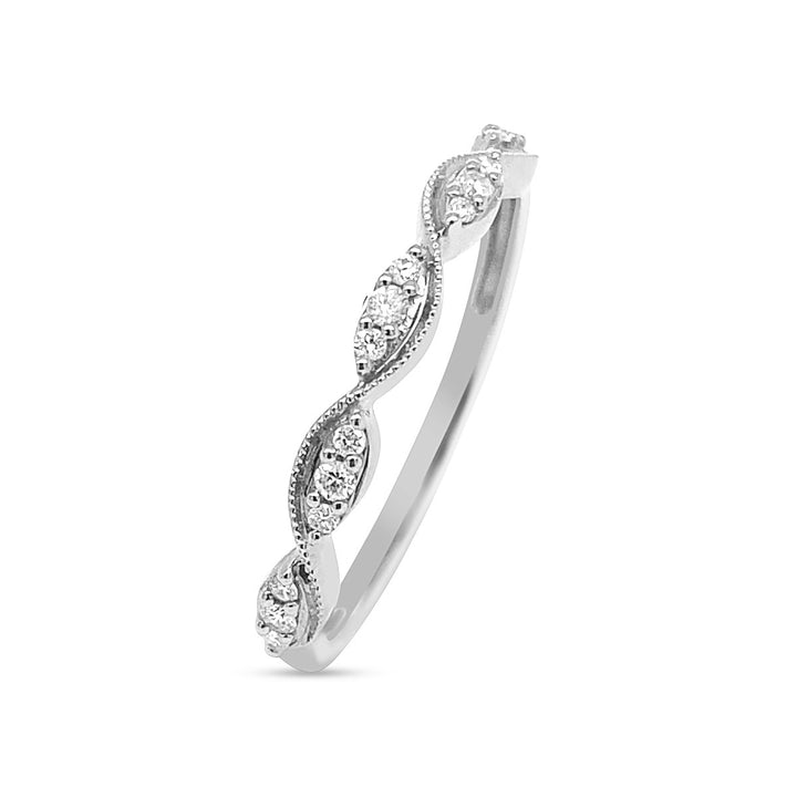 Yellow Gold Half Way Set Diamond Twsit Band with Milgrain Finish - GSR1620-B - The Diamond Guys