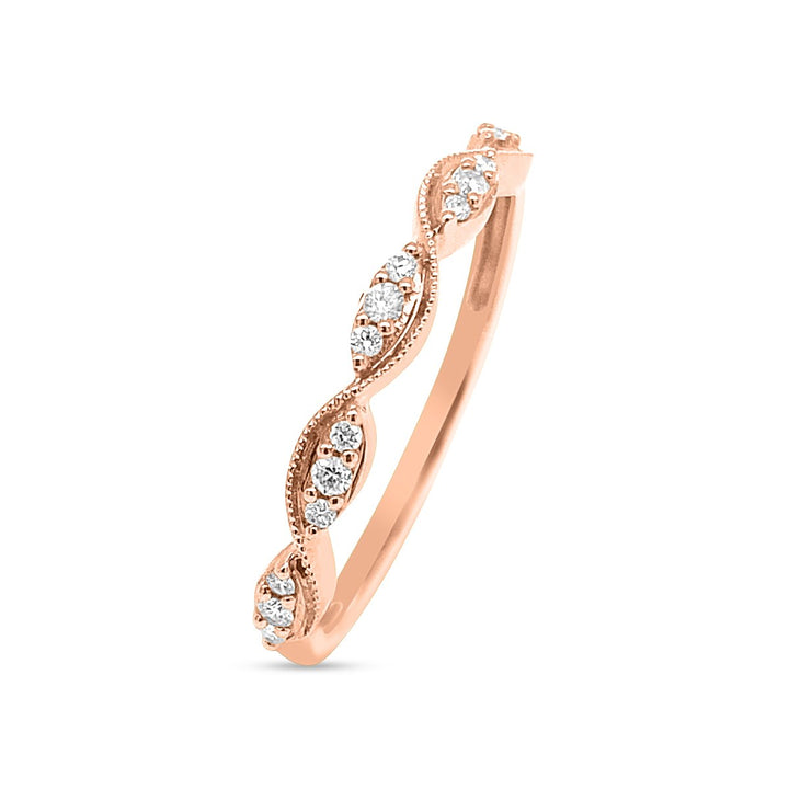 Yellow Gold Half Way Set Diamond Twsit Band with Milgrain Finish - GSR1620-B - The Diamond Guys