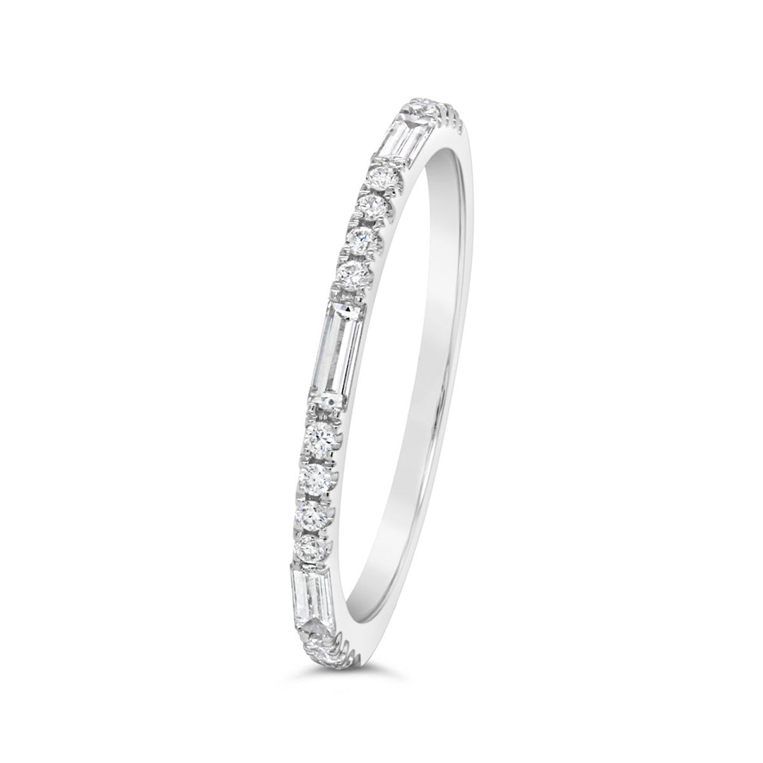 White Gold Diamond & Baguette Band - The Diamond Guys
