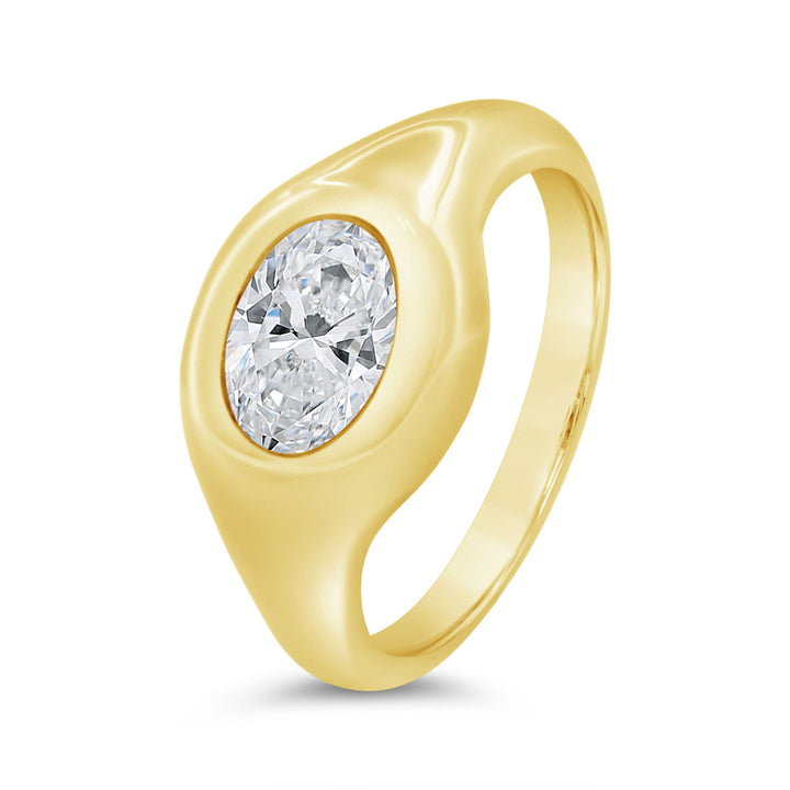 Lab Grown Bezel Set Diamond Signet Ring