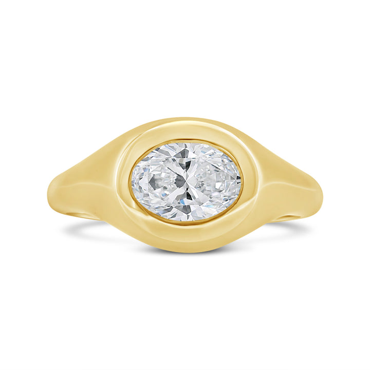 Lab Grown Bezel Set Diamond Signet Ring