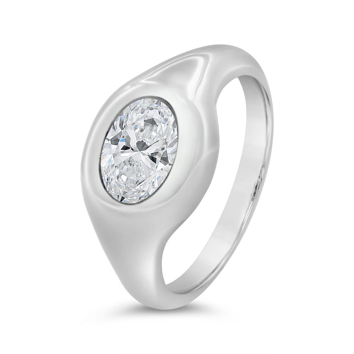 Lab Grown Bezel Set Diamond Signet Ring