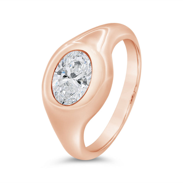 Lab Grown Bezel Set Diamond Signet Ring