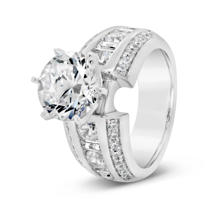 Wide Band Baguette Diamond Engagement Ring - YJA0679R - The Diamond Guys