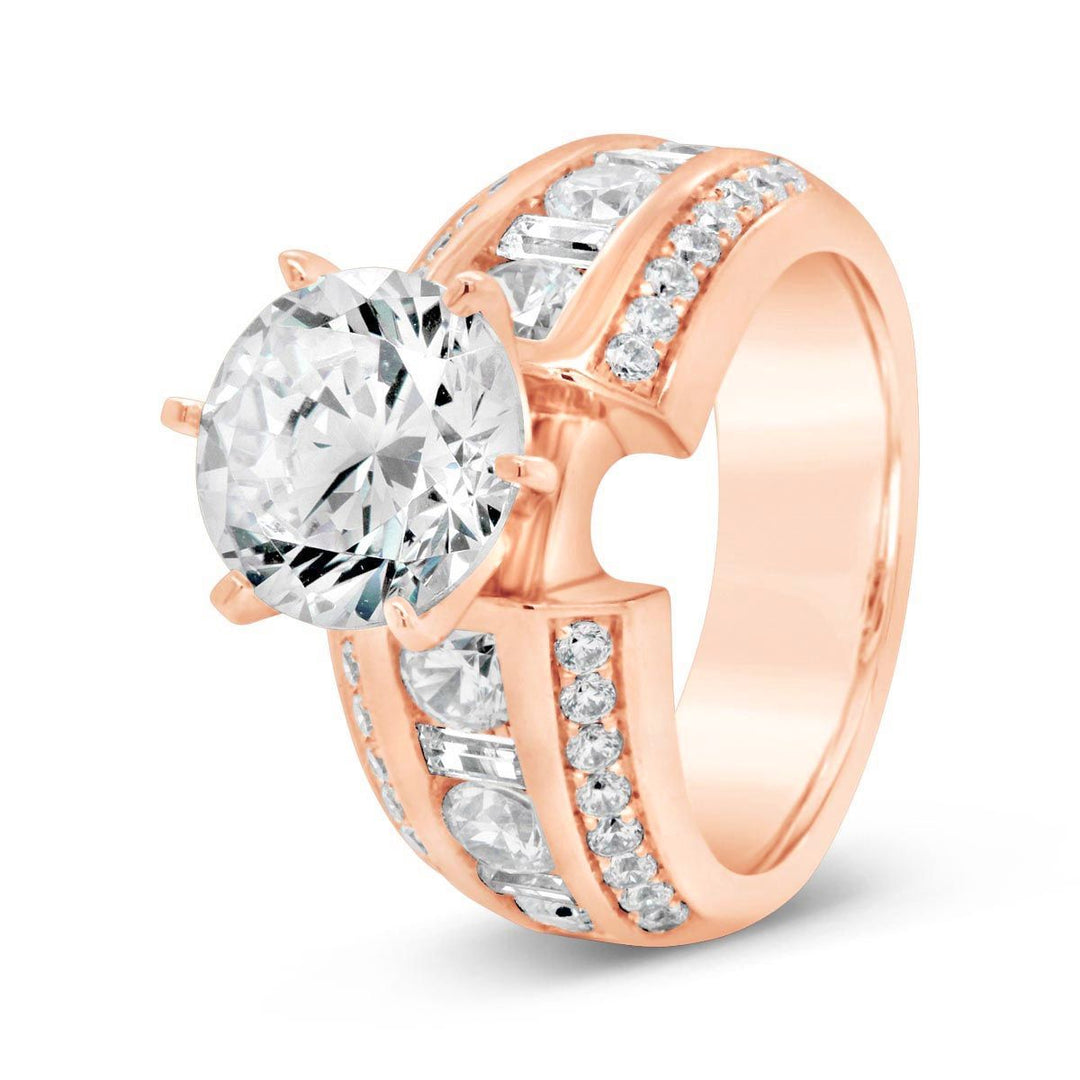 Wide Band Baguette Diamond Engagement Ring - YJA0679R - The Diamond Guys