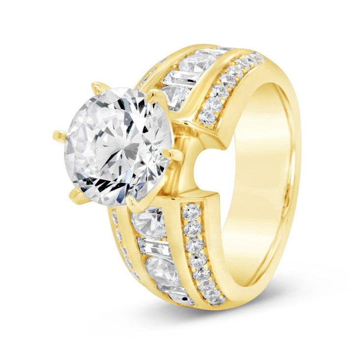 Wide Band Baguette Diamond Engagement Ring - YJA0679R - The Diamond Guys
