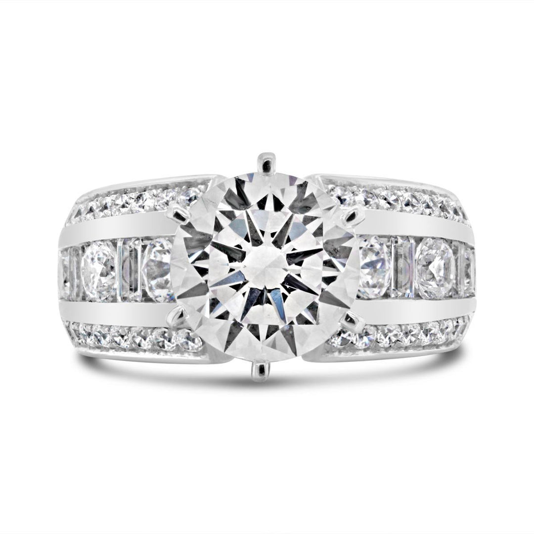 Wide Band Baguette Diamond Engagement Ring - YJA0679R - The Diamond Guys