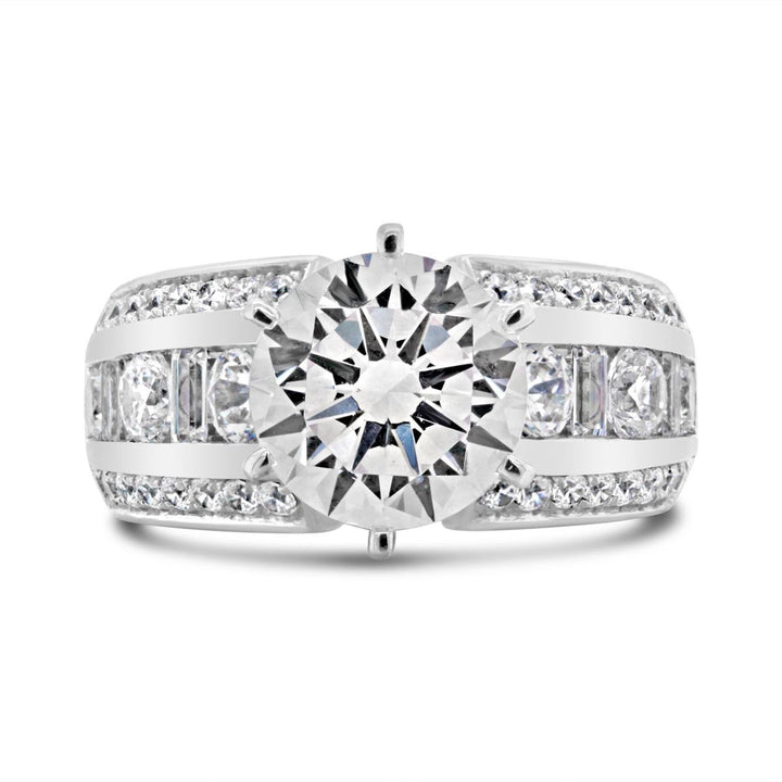 Wide Band Baguette Diamond Engagement Ring - YJA0679R - The Diamond Guys