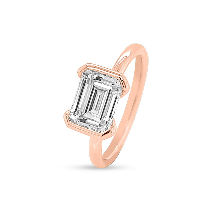 Unique Half-Bezel Emerald Diamond Engagement Ring - The Diamond Guys
