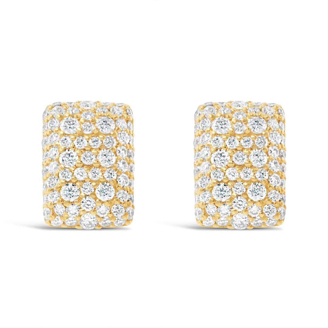 Rectangular Pave Diamond Earring Studs - The Diamond Guys
