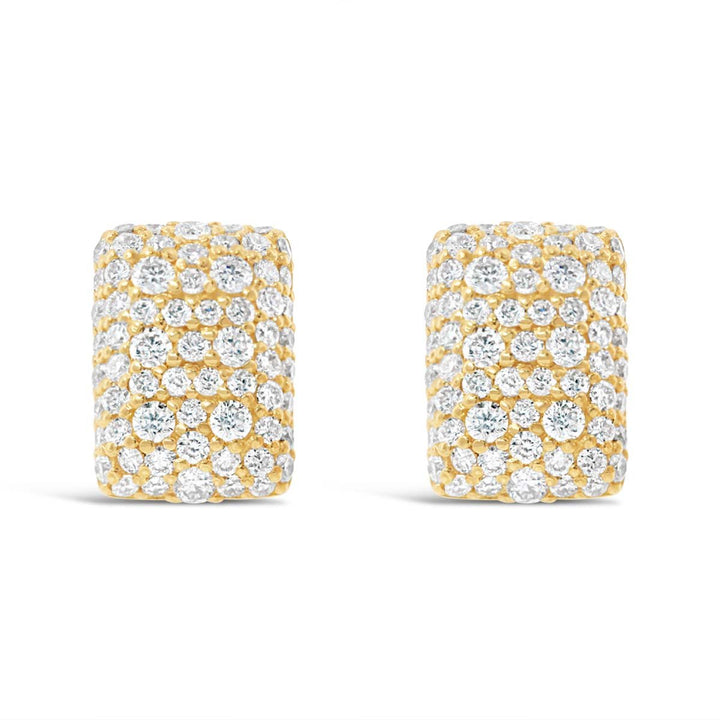 Rectangular Pave Diamond Earring Studs - The Diamond Guys