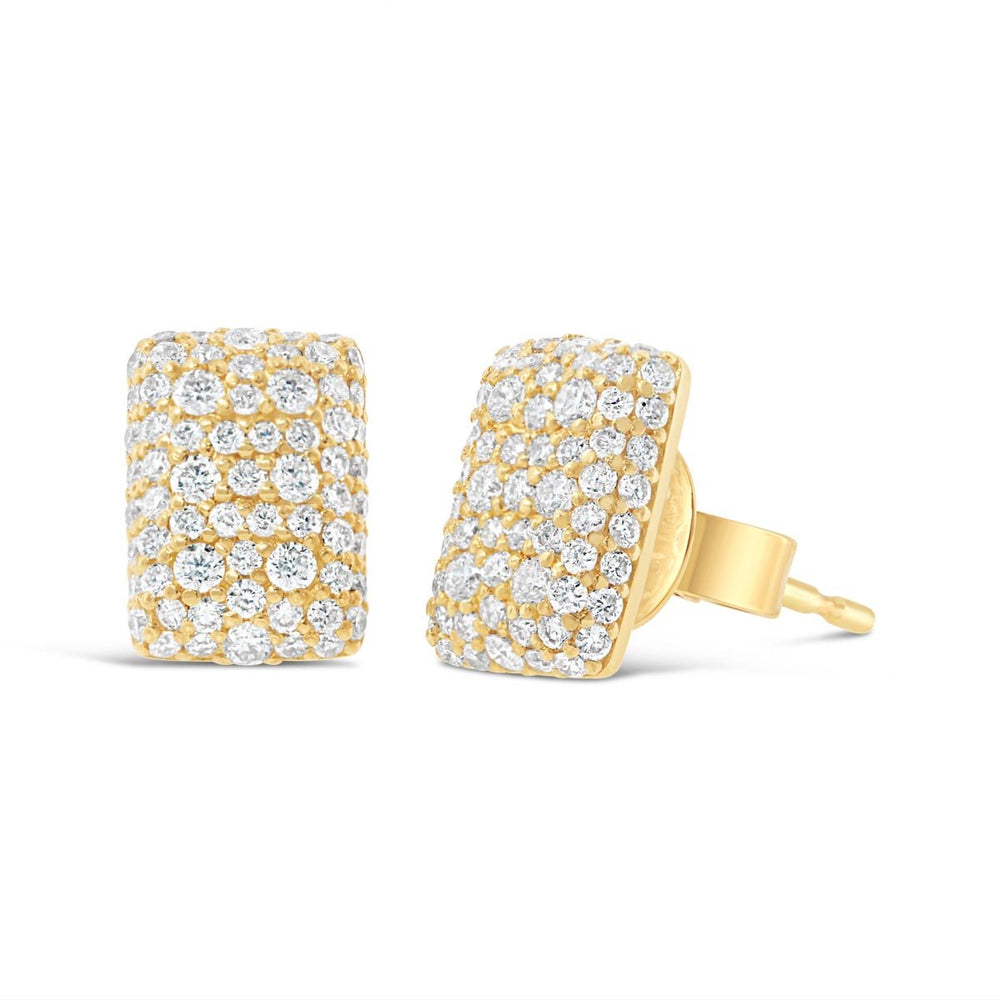 Rectangular Pave Diamond Earring Studs - The Diamond Guys