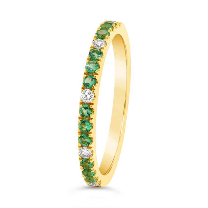 Yellow Gold 1/2 Way Set Diamond & Emerald Band - ERB8534Y