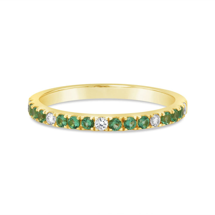 Yellow Gold 1/2 Way Set Diamond & Emerald Band - ERB8534Y