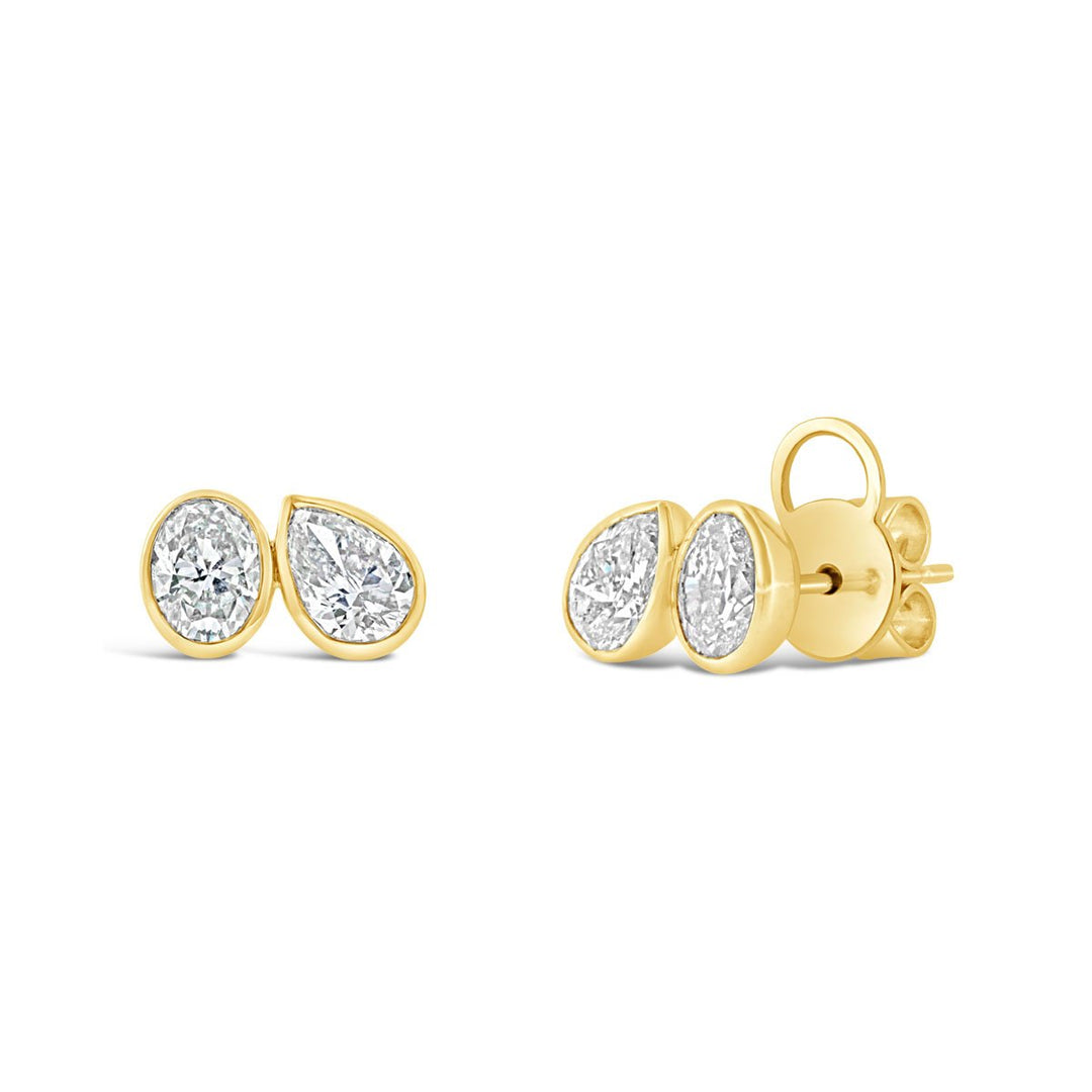 Bezel Set Moi Et Toi Earring