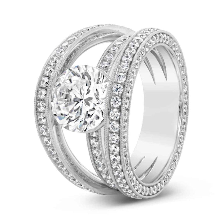 Three Row Diamond Engagement Ring - YJC2430R