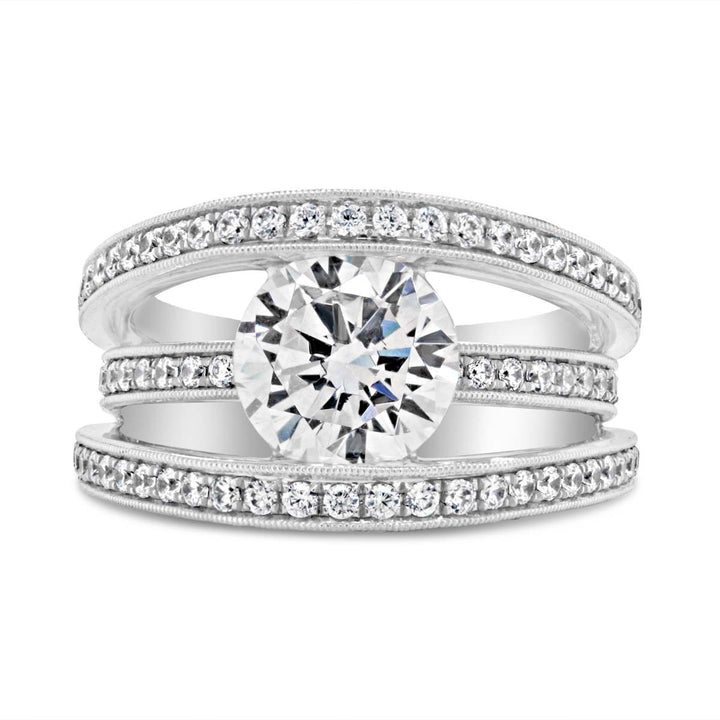 Three Row Diamond Engagement Ring - YJC2430R