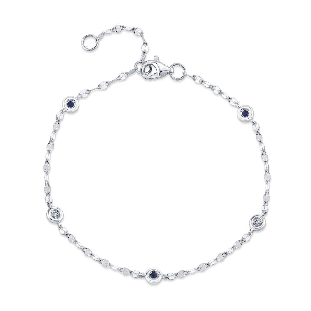 Alternating Blue Sapphire & Diamonds By The Yard Sparkle Chain Bracelet