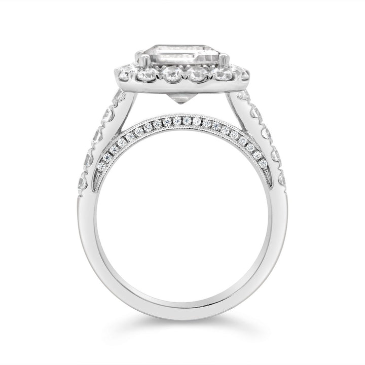 Emerald Cut Halo Diamond Engagement Ring