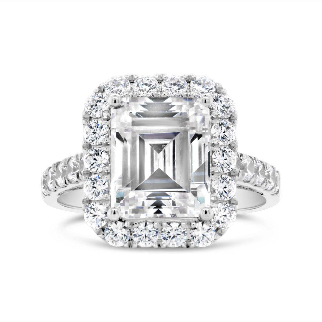 Emerald Cut Halo Diamond Engagement Ring