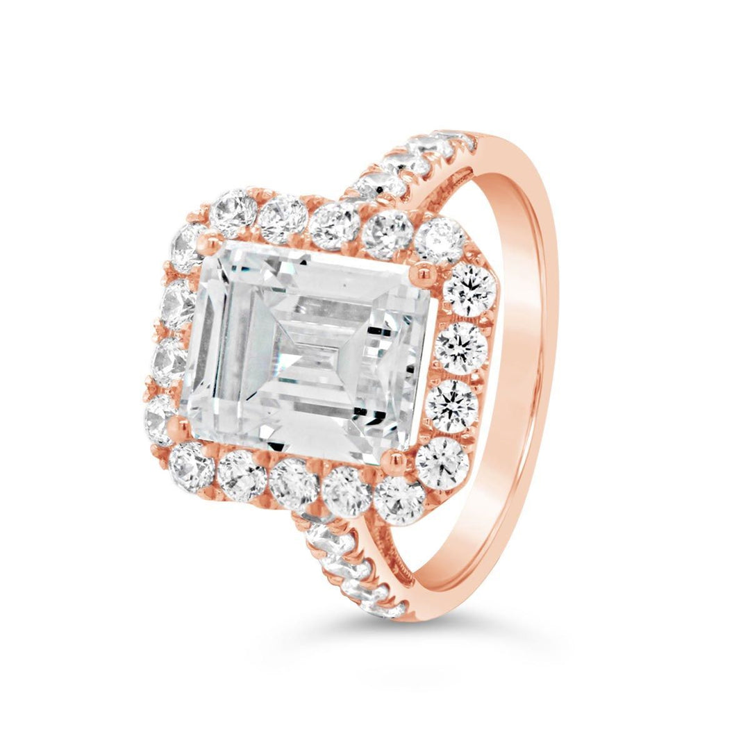Emerald Cut Halo Diamond Engagement Ring