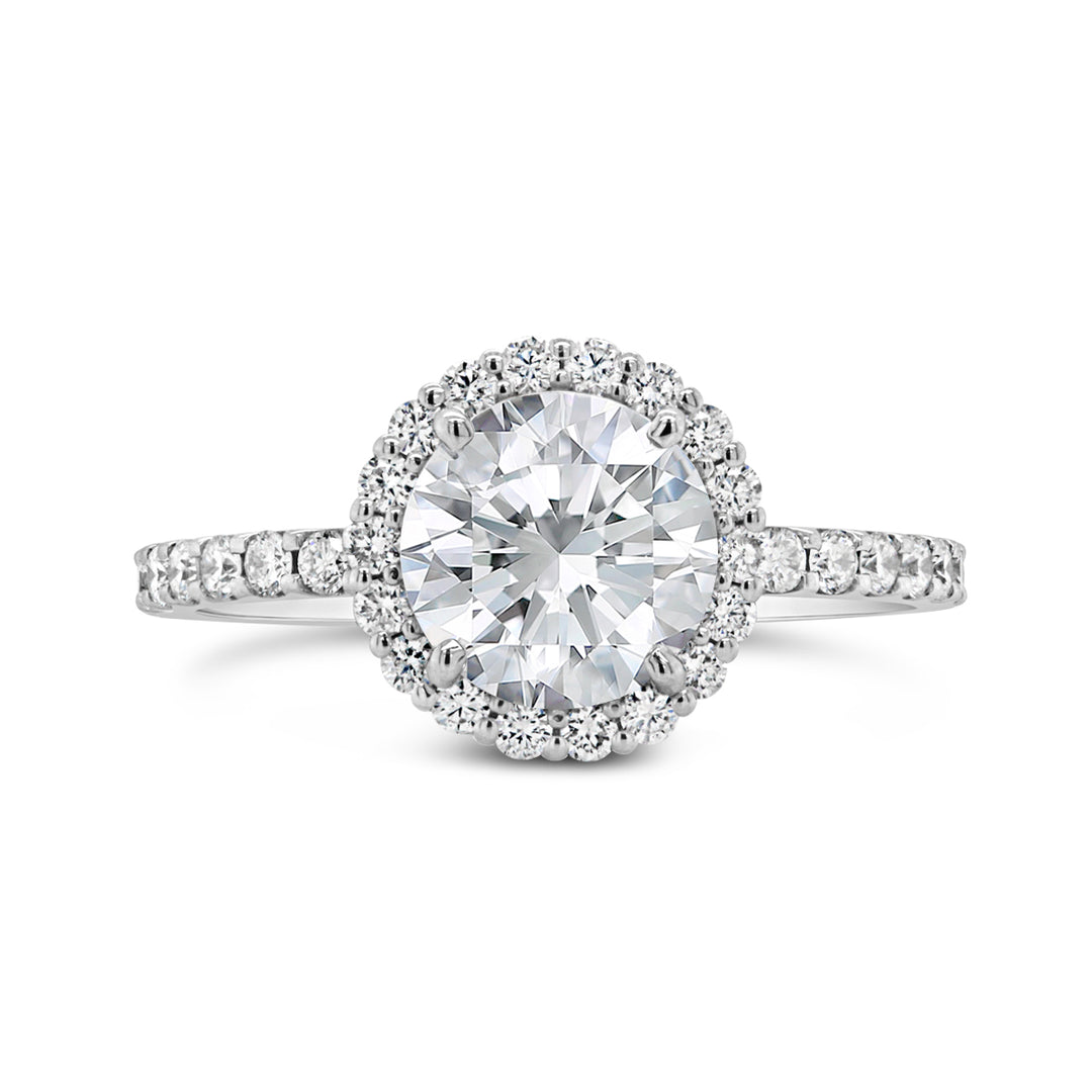 Three Quarter Way Set Halo Diamond Engagement Ring - YJA9764R