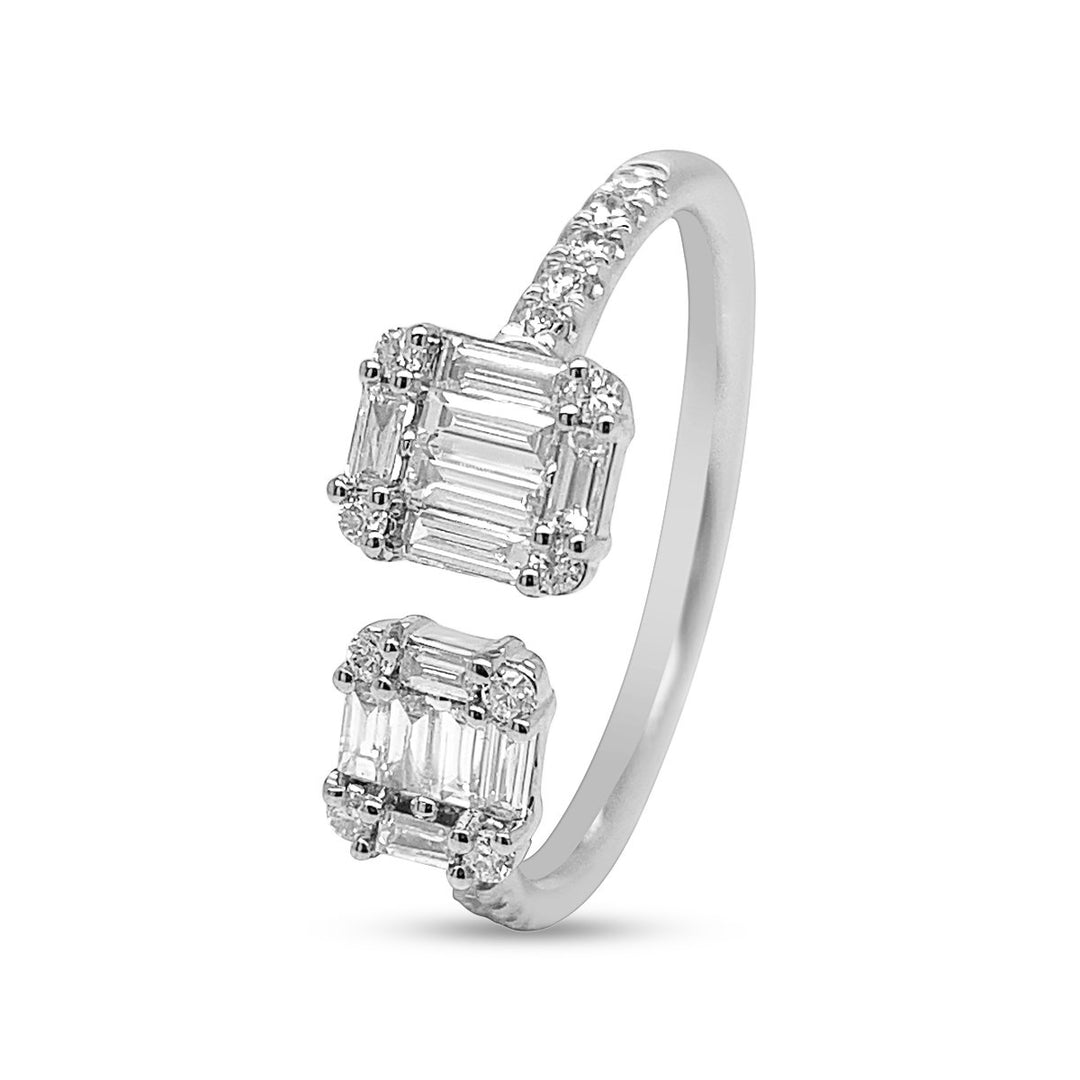 White Gold Diamond Ring with Tapered Baguettes - R95166 - The Diamond Guys