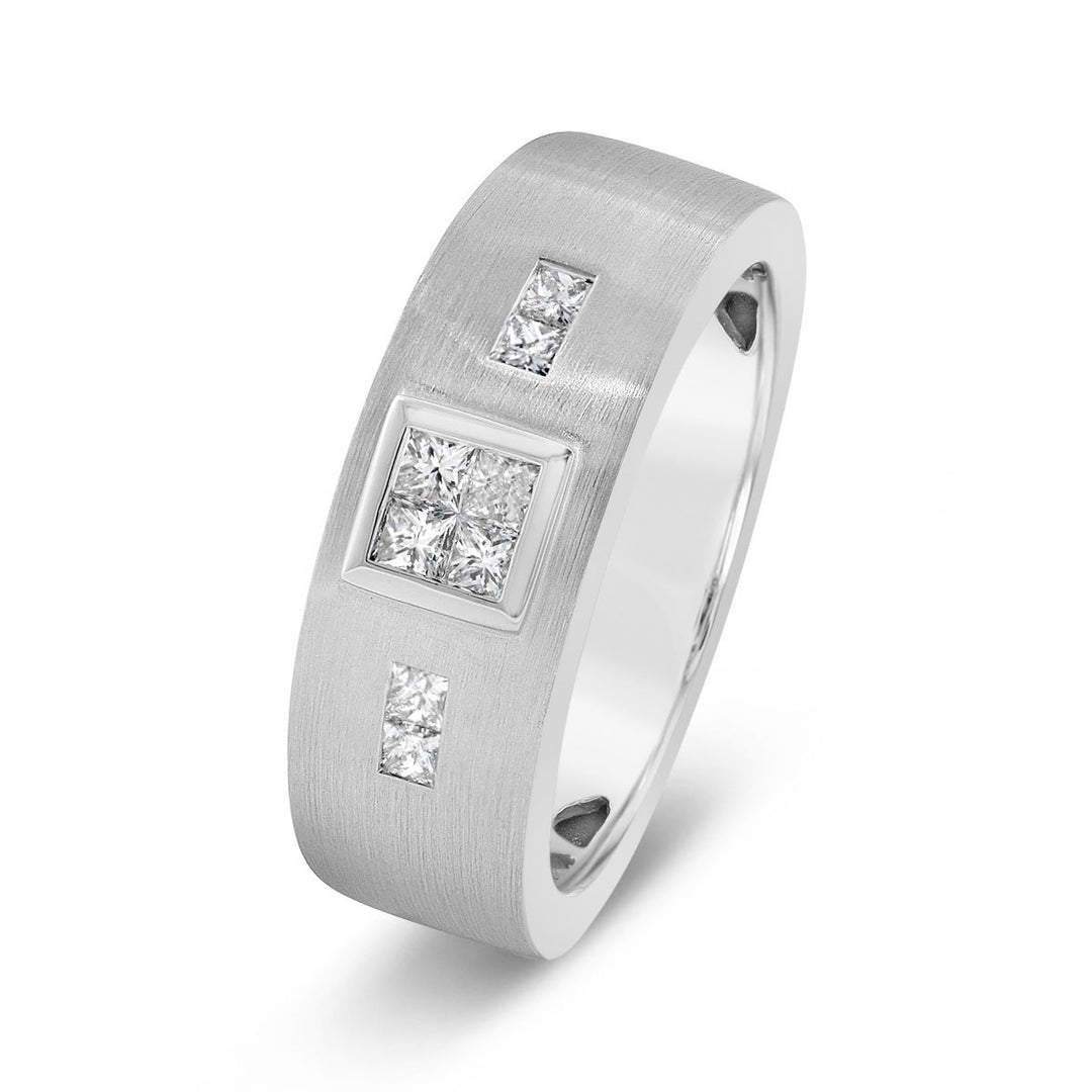 Men's Ring with Bezel Set Diamond Cluster