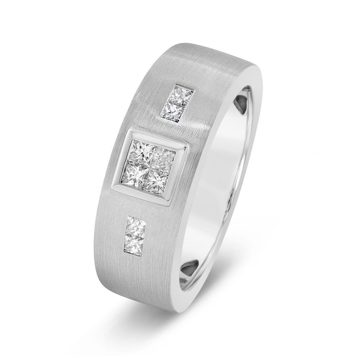 Men's Ring with Bezel Set Diamond Cluster