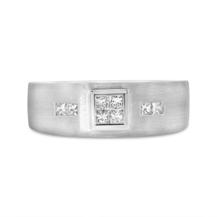 Men's Ring with Bezel Set Diamond Cluster