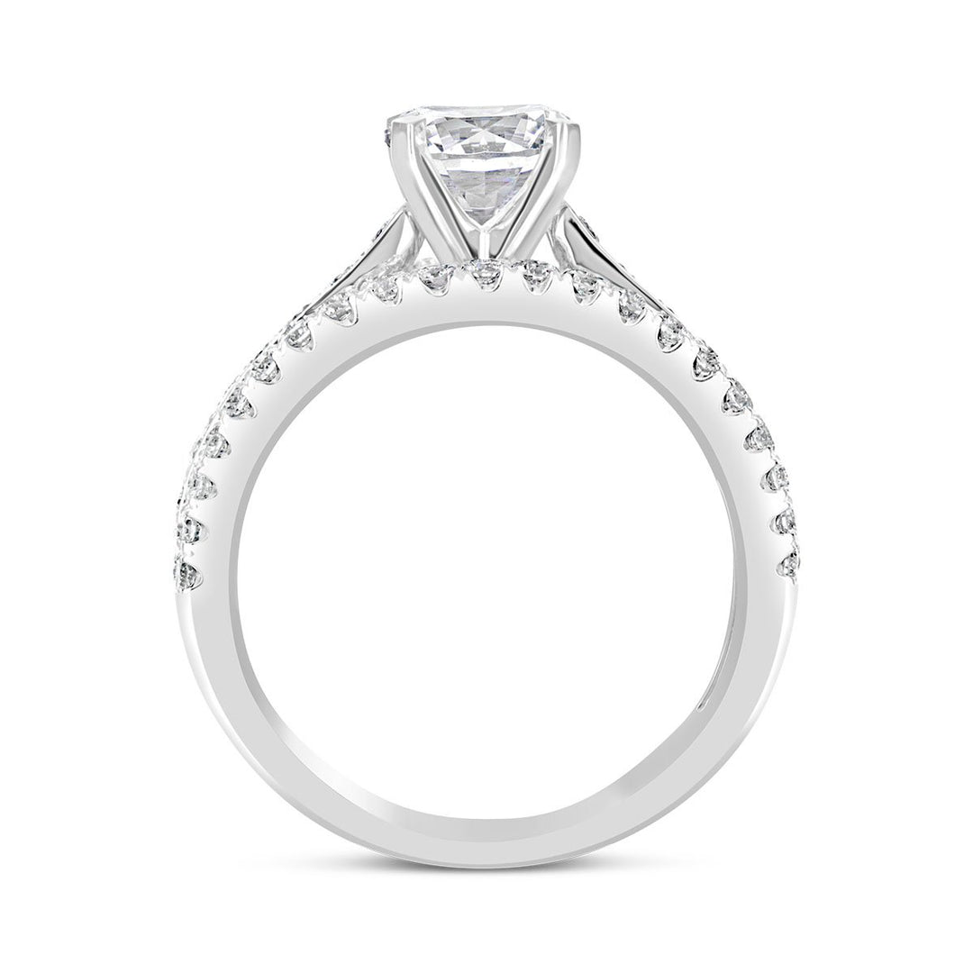 Three Row Diamond Band Engagement Ring