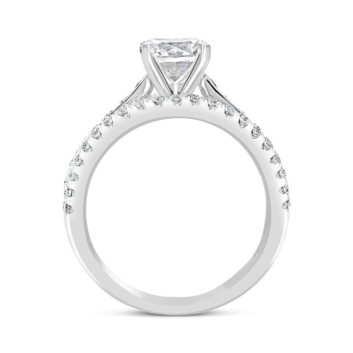 Three Row Diamond Band Engagement Ring