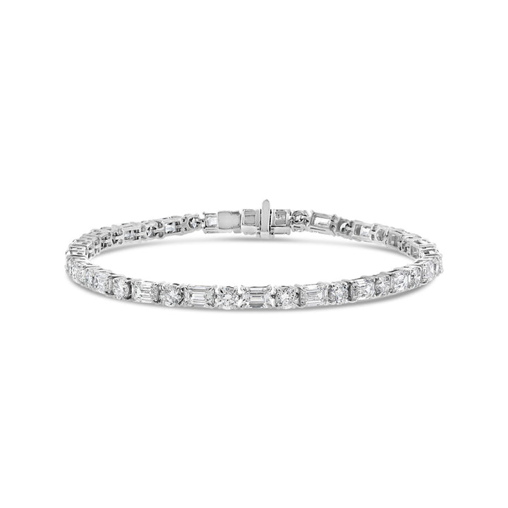 Lab Grown Alternating Round and Emerald Cut Diamond Tennis Bracelet