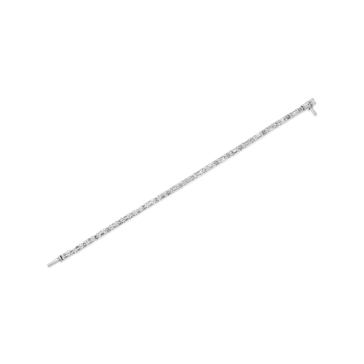 Lab Grown Alternating Round and Emerald Cut Diamond Tennis Bracelet