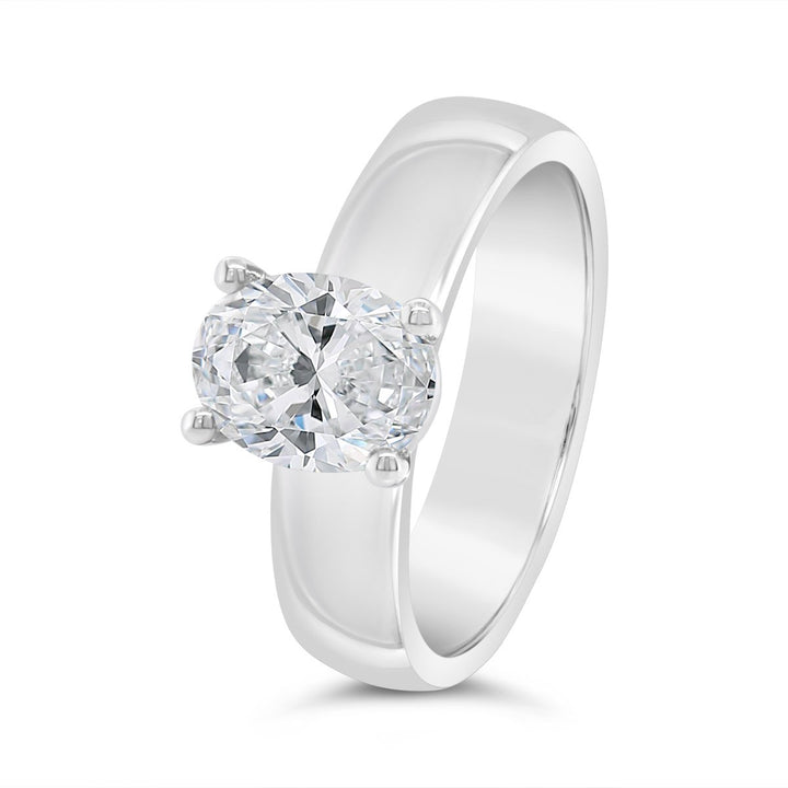Wide Band Solitaire Diamond Engagement Ring - YJC5141R