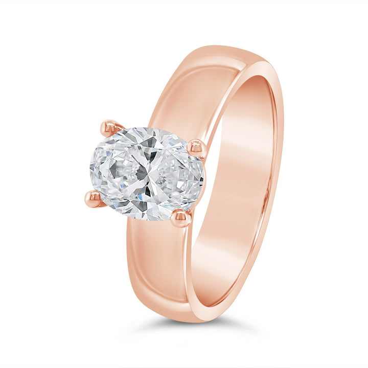 Wide Band Solitaire Diamond Engagement Ring - YJC5141R