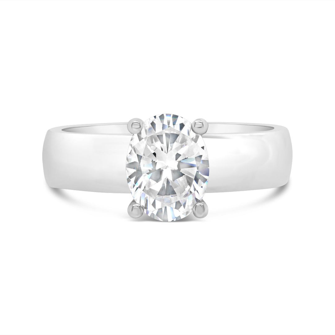 Wide Band Solitaire Diamond Engagement Ring - YJC5141R