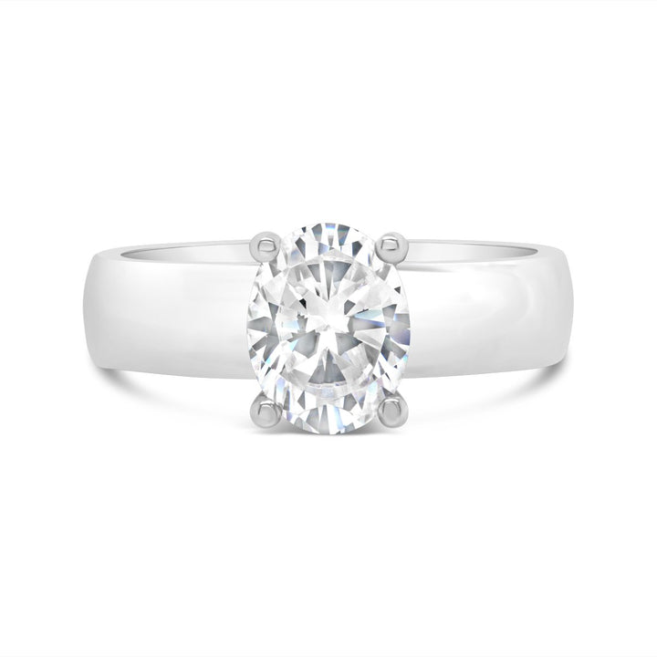 Wide Band Solitaire Diamond Engagement Ring - YJC5141R