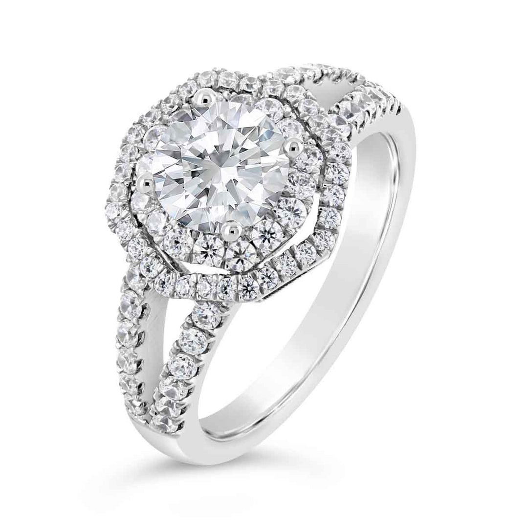 Double Halo Diamond Engagement Ring - The Diamond Guys