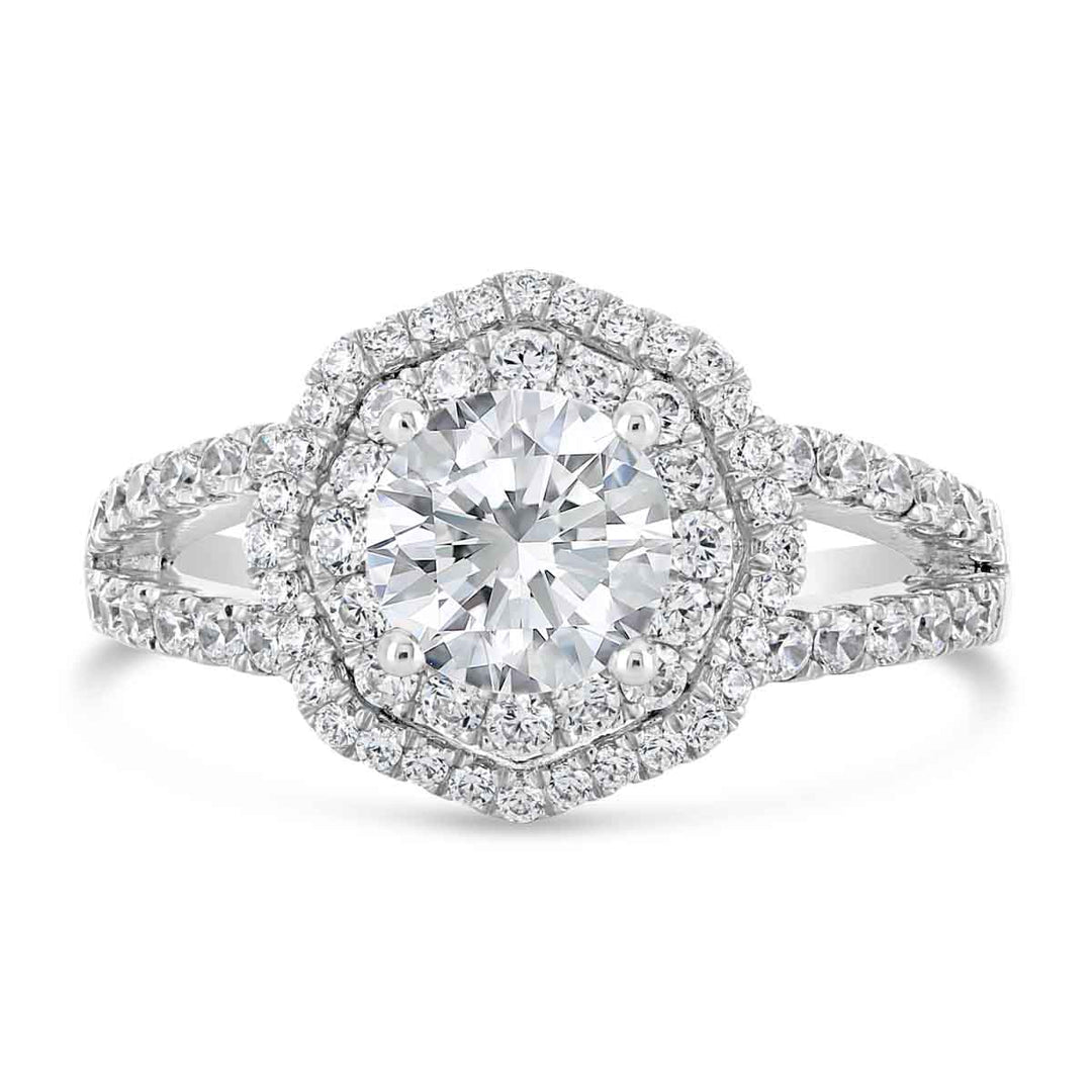 Double Halo Diamond Engagement Ring