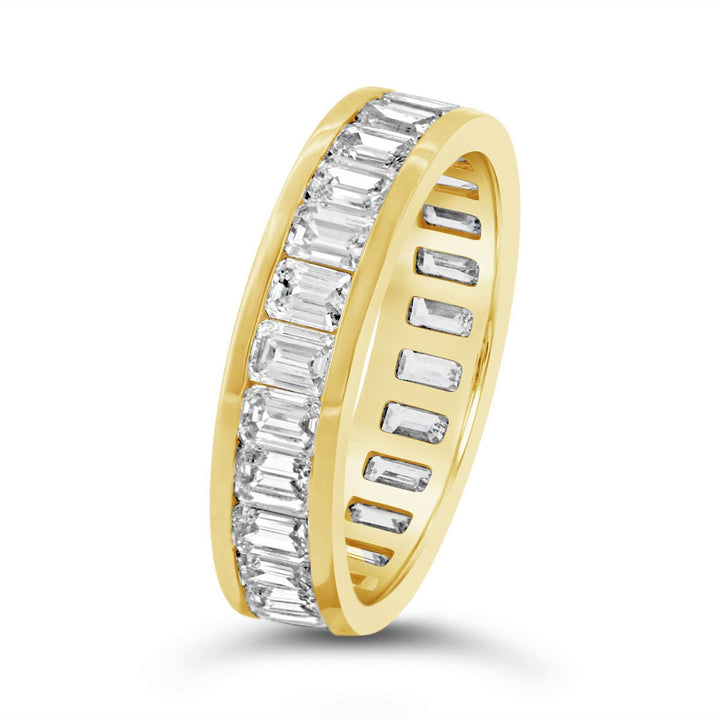 Lab Grown Emerald Diamond in Channel Set Eternity Band
