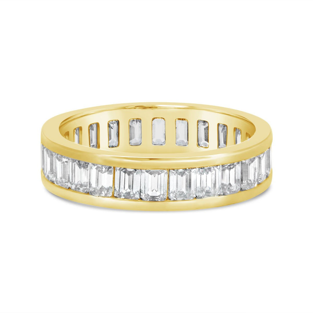Lab Grown Emerald Diamond in Channel Set Eternity Band