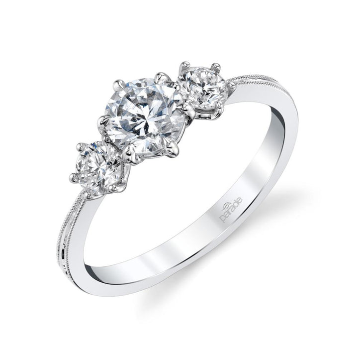 Three Stone Milgrain Engagement Ring - The Diamond Guys