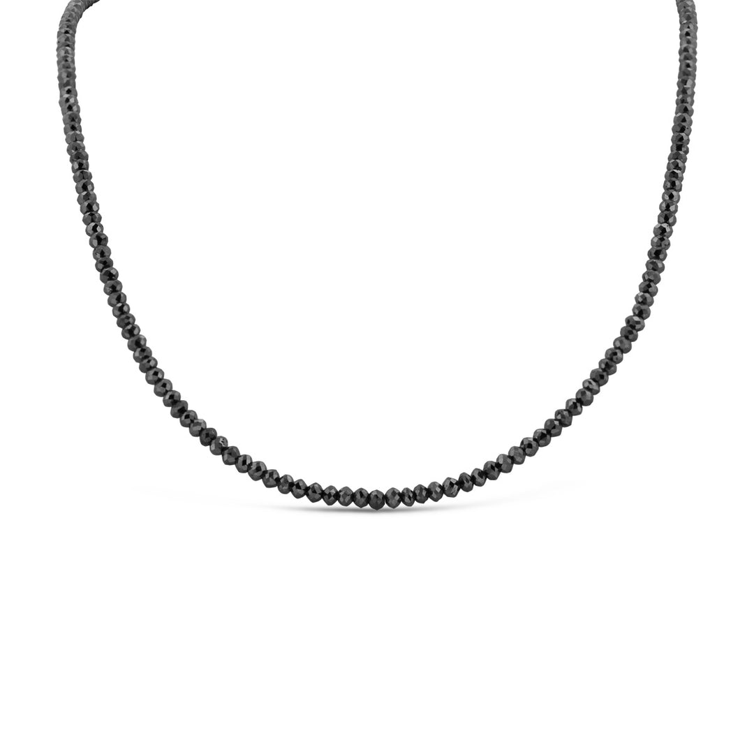 Black Diamond Bead Necklace with Gold Clasp